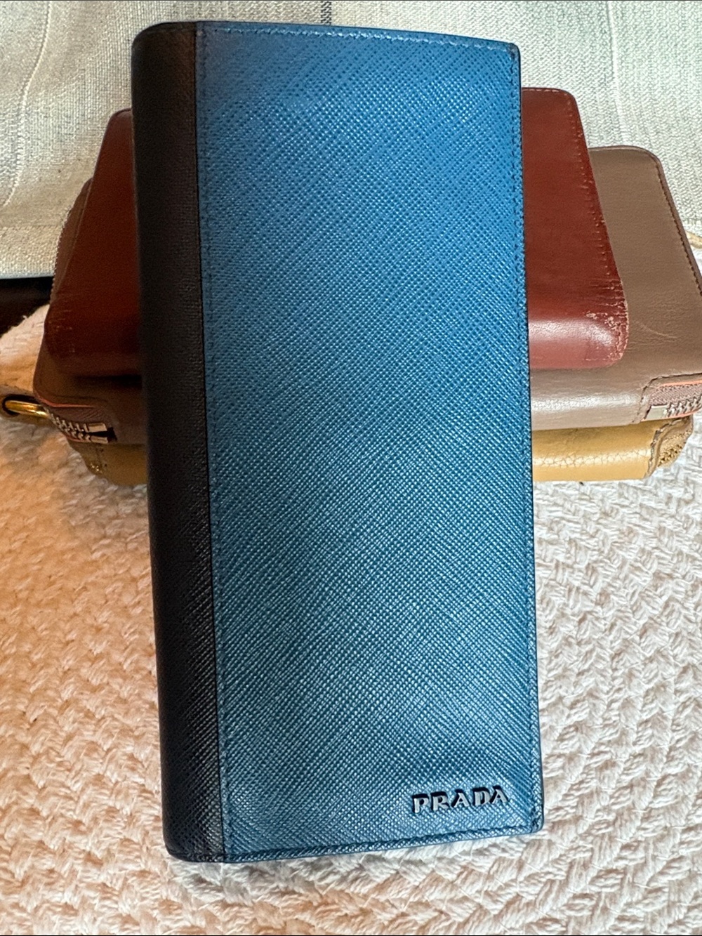 Prada rare Two-Tone Blue and Black bifold Long Wallet
